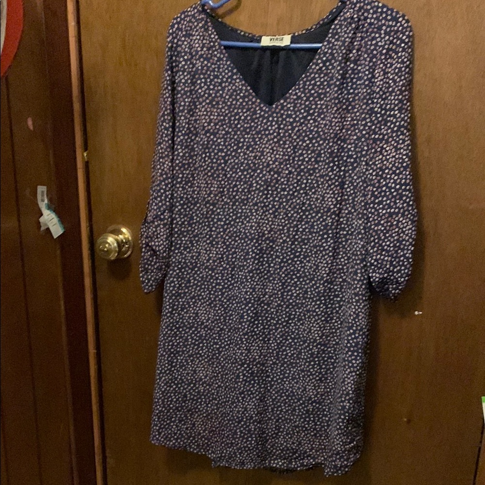 VERSE Long Sleeve Dress in Navy and Pink Size Large Made in the USA